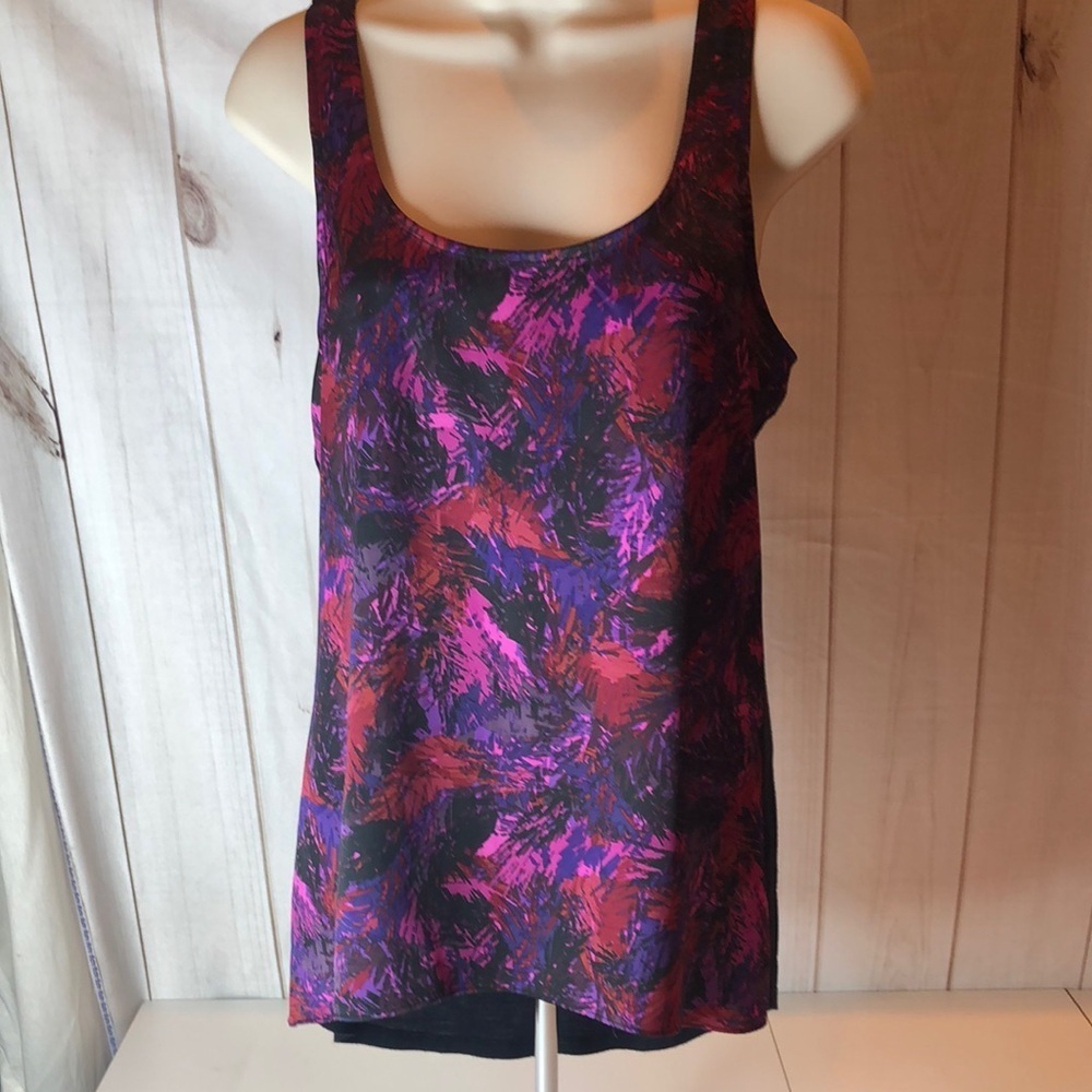 Express Purple Pink Red Black Abstract Tank Top hi low women’s small